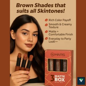 MARS Matte Stick – Browns Shade Box 3 Pcs Lipstick 💄