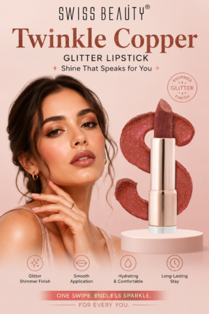 Swiss Beauty More Than Glitter Lipstick -Shade No 06 Twinkle Copper ✨💄